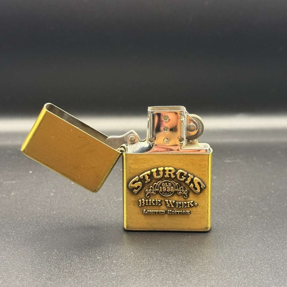 Sturgis Bike Week Limited Edition Brass Tone Flip Top Lighter Motorcycle Rally